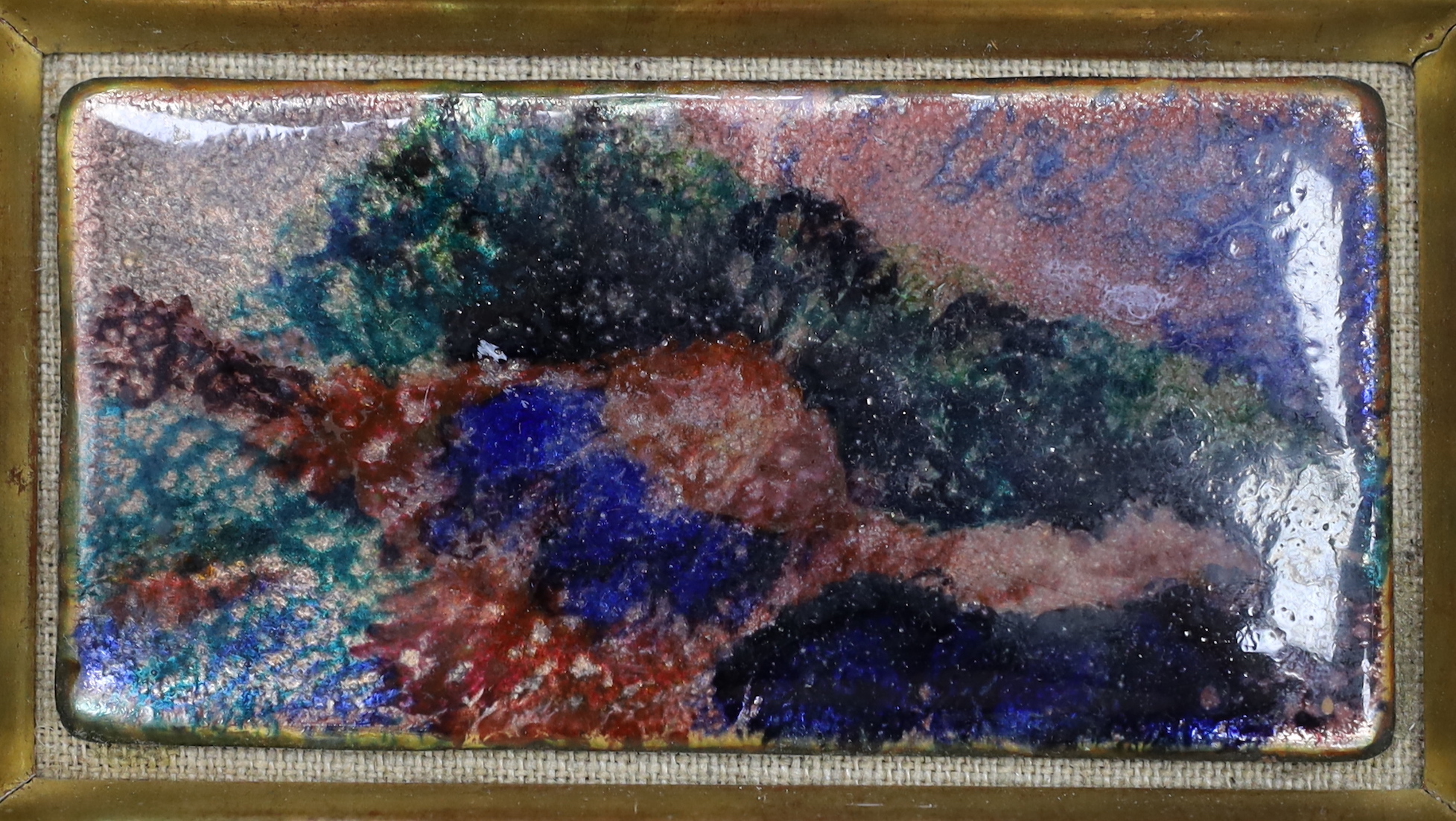 Anne Sinclair (contemporary), impasto oil on canvas, Continental villas, together with a smaller mixed media, and enamel plaque, possibly by the same hand, largest 44 x 60cm